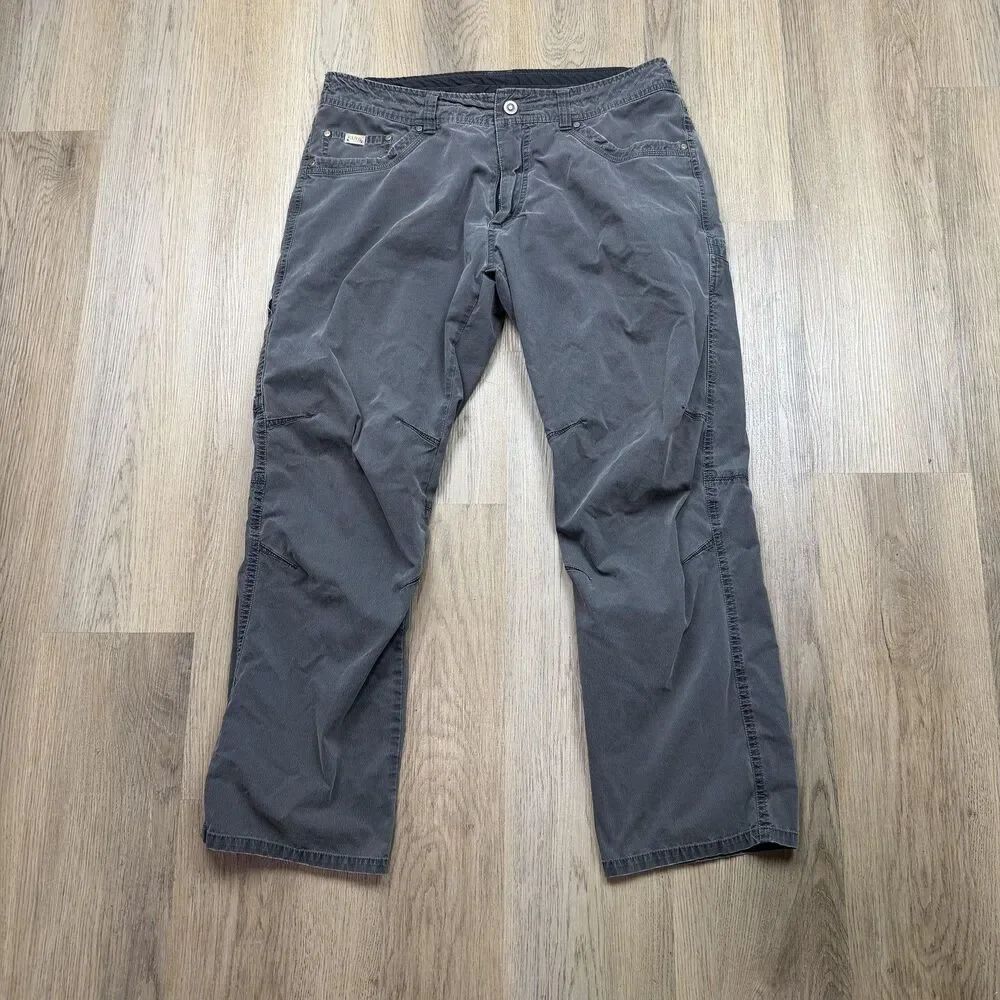 Kuhl Revolvr Jeans Mens 36x30 Gray Canvas Straight Relaxed Fit Outdoor Casual